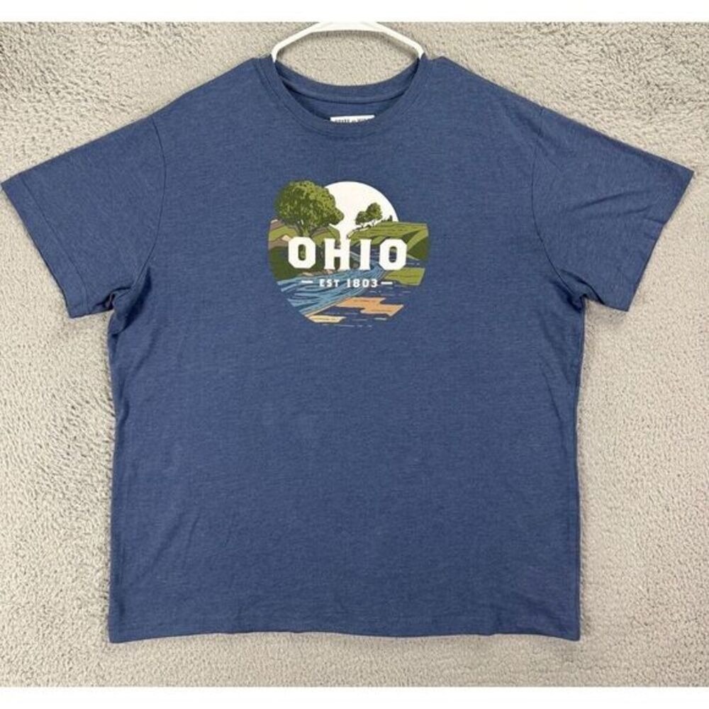 State Of Mine Shirt Adult XL Blue Ohio Crewneck Short Sleeve Tee Casual Mens